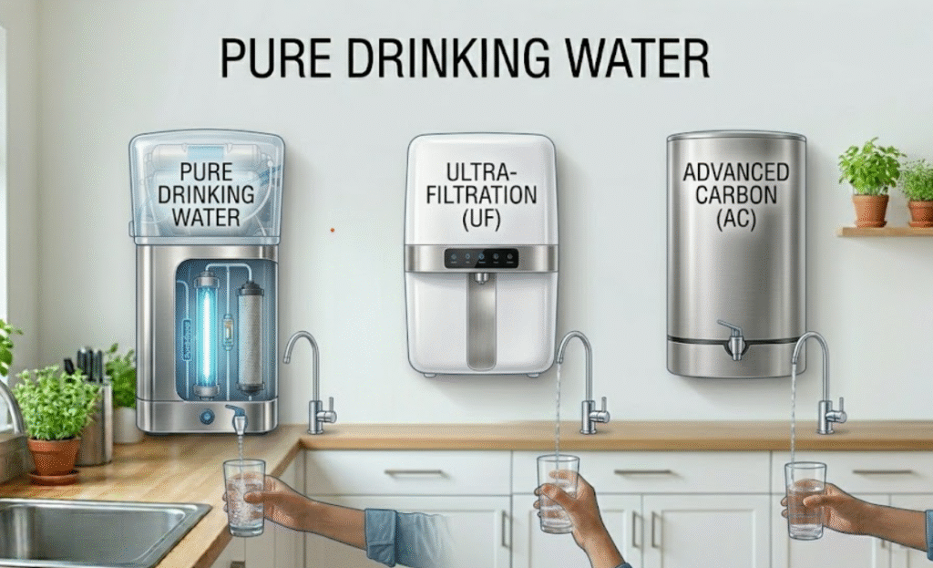 RO vs UV vs UF water purifier